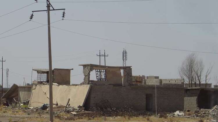 Zerstörte Häuser. In der Kurdistan Region of Iraq wurden ganze Dörfer in Schutt un Asche gelegt. Verlassene, zerstörte Häuser
